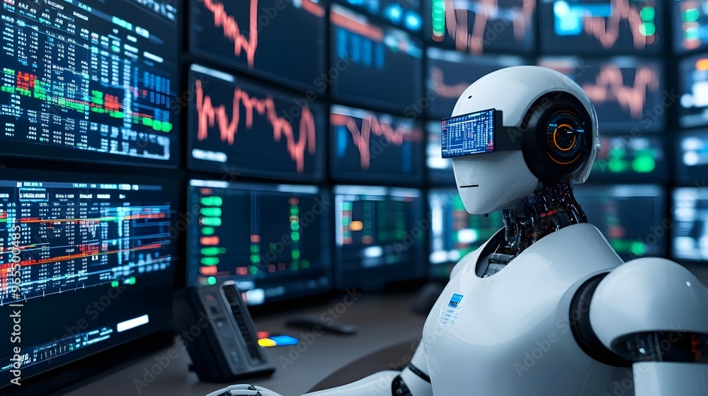 Poster ai robot analyzing stock market data