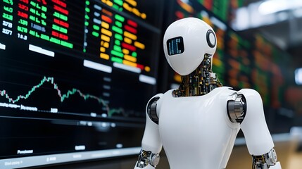 AI Robot Analyzing Stock Market Data