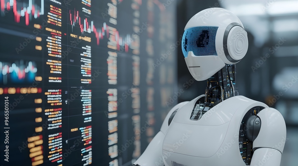 Poster ai robot analyzing stock market data