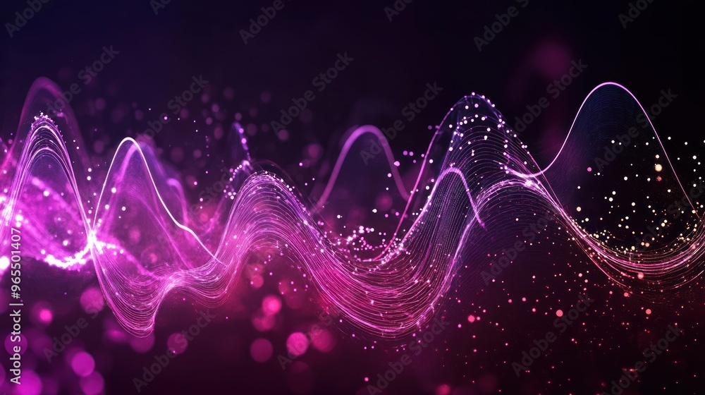 Poster abstract wave pattern with glittering particles