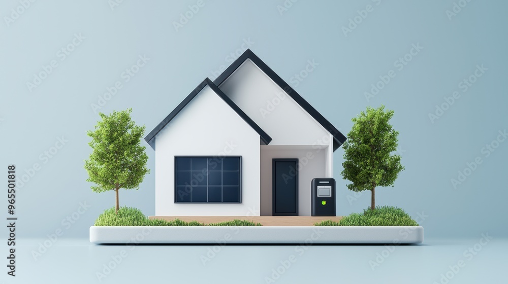 Poster futuristic smart home automation system in visualization with copy space, selective focus.