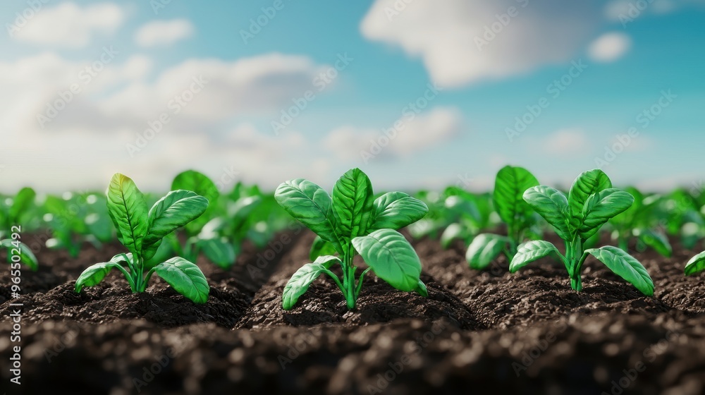 Poster futuristic smart agriculture crop growth simulation in with copy space and selective focus - quality