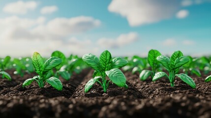 Futuristic Smart Agriculture Crop Growth Simulation in with Copy Space and Selective Focus - Quality