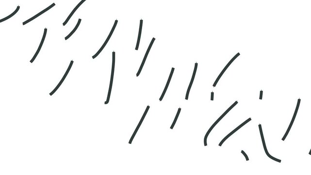 Long, abrupt lines flicker in a general mass diagonally.