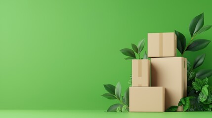Eco-Friendly Biodegradable Packaging Impact Simulation with Copy Space and Selective Focus in
