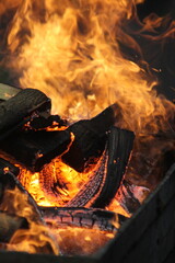 photo of a hearth from a pile of wood.