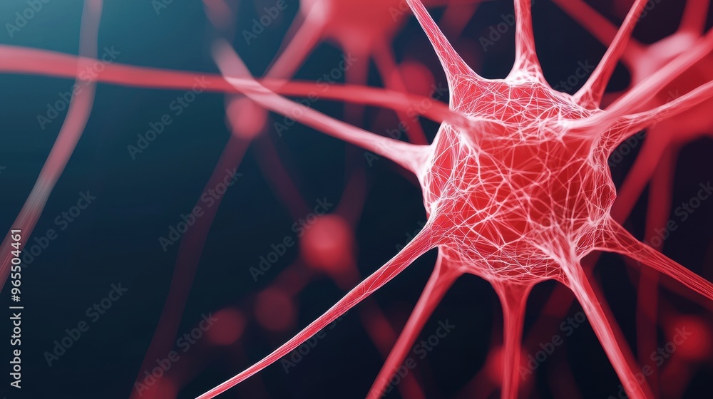 Poster futuristic ai neural activity visualization in space with copy space, selective focus, and detail