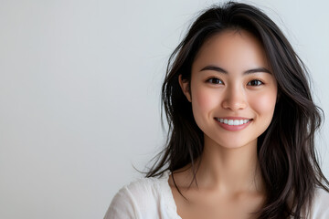 Portrait of young asian woman isolated on white background