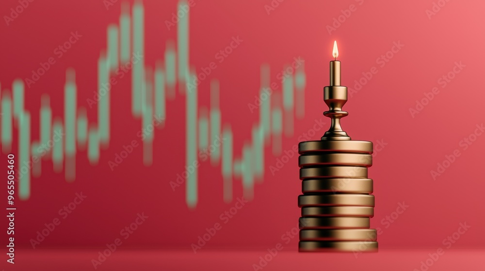 Poster futuristic ai-powered financial market real-time simulation in with copy space and selective focus,