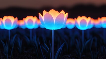 Enchanting Digital Garden: Glowing Flora in Virtual World Simulation