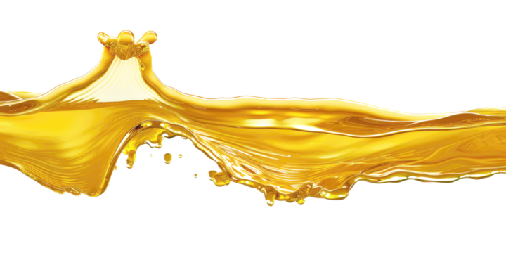 Yellow color liquid flowing on the air horizontal wave 01 Isolated on White or Transparent Background