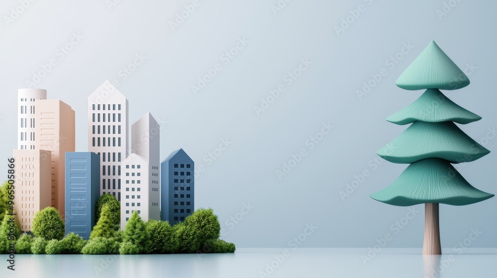 Poster futuristic ai-driven urban planning simulation in city development with copy space, selective focus,