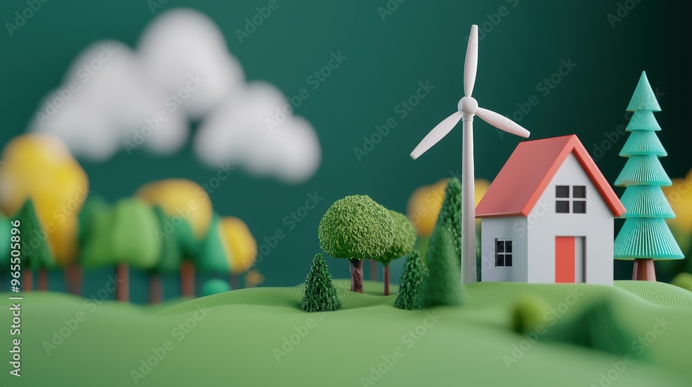 Poster futuristic renewable energy system smart grid simulation in ultra hd with copy space, selective focu
