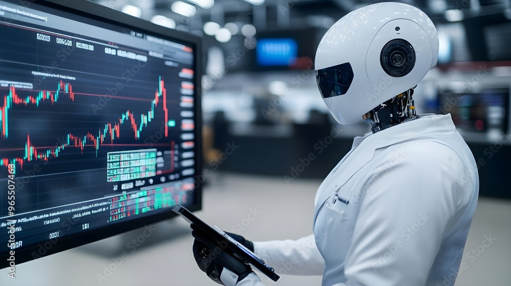Poster ai robot trading stock market with data analysis
