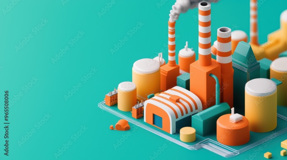 Aufkleber futuristic ai-powered factory simulation in high-tech industry - with copy space