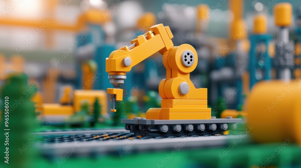 Aufkleber futuristic ai-powered factory simulation in high-tech industry - with copy space and selective focus