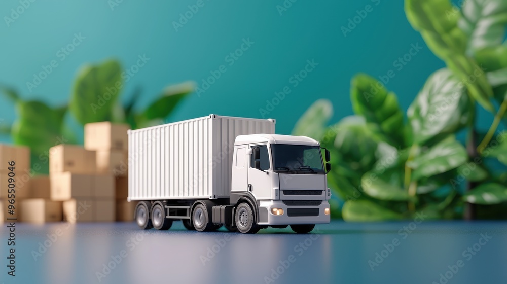 Poster futuristic ai-powered logistics simulation in global transportation with copy space, selective focus