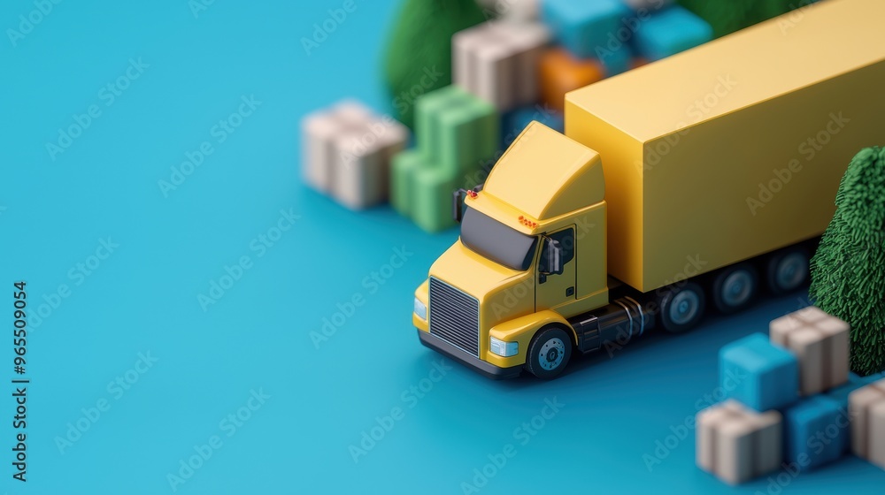 Poster futuristic ai-powered logistics for global transportation simulation with copy space, selective focu
