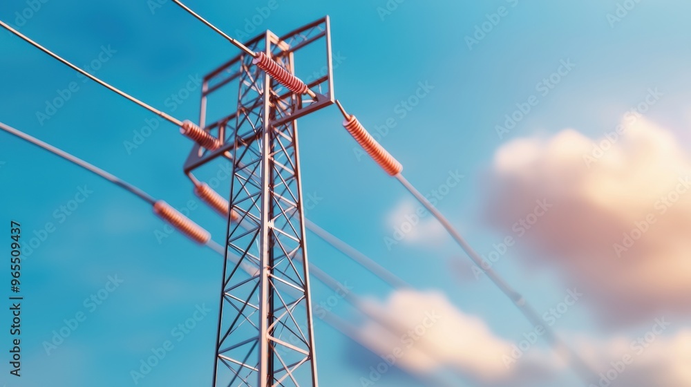 Aufkleber futuristic smart grid simulation in with copy space, selective focus, and quality