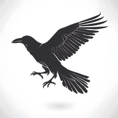 Obraz premium Silhouette of a raven in flight symbolizing mystery and intelligence representing dark magic spiritual guidance transformation esoteric knowledge nocturnal energy occult power mythical bird
