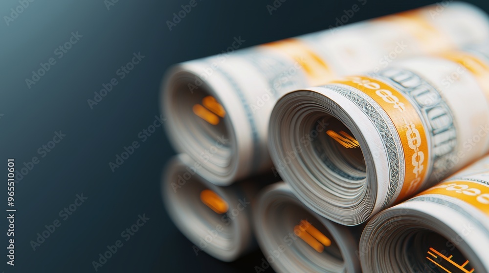 Poster future of money: transformation from banknotes to digital currency in with copy space, selective foc