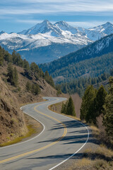 Naklejka premium A road with a mountain in the background