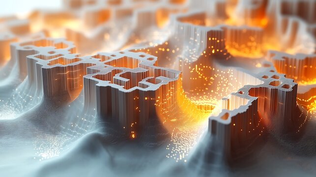 A 3D papercraft box plot, thin folded paper strips forming rectangular boxes and lines, illustrating data distribution, glowing light casting soft shadows, intricate paper textures,