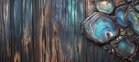 Abalone Shell and Vintage Wood Finish An 8K material map