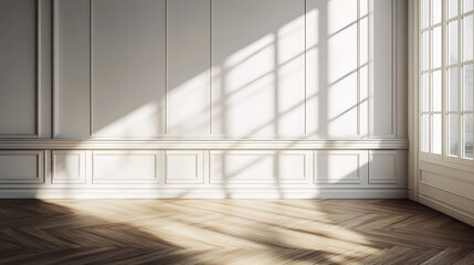 Fototapeta premium Sunlight's perspective created the shadow by the window.