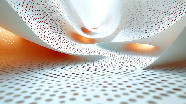 A 3D papercraft scatter plot, small paper dots of varying sizes and colors arranged on a raised grid, soft lighting casting subtle shadows, minimalist background, intricate paper bead textures,