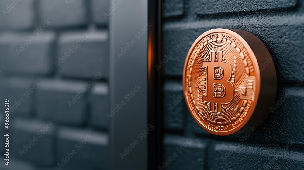 Poster secure your investments with digital currency lock - with copy space and quality