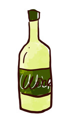 ボトルに入った白ワインのイラスト