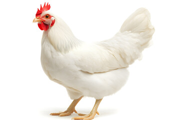 Fototapeta premium White hen isolated on white background