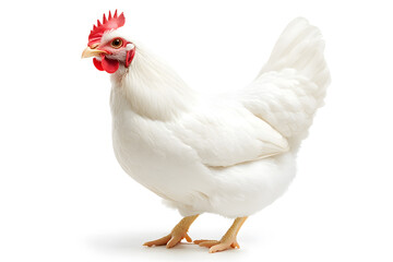 White hen isolated on white background