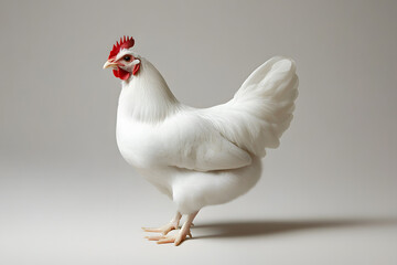 Fototapeta premium White hen isolated on white background
