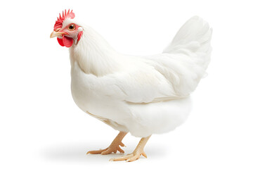 White hen isolated on white background
