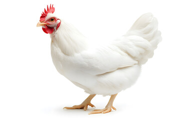 White hen isolated on white background
