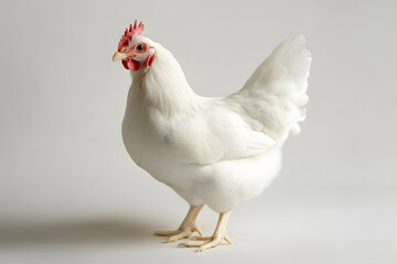 Fototapeta premium White hen isolated on white background
