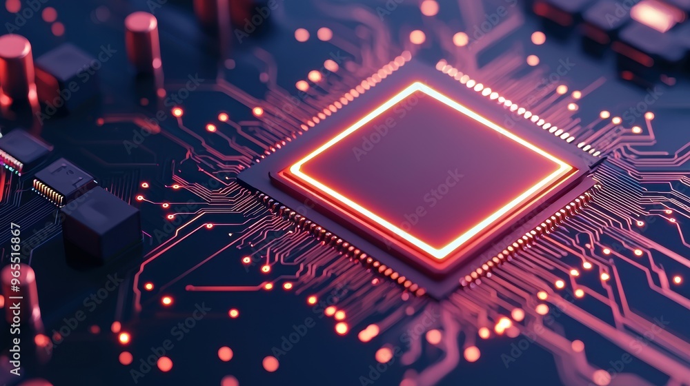 Poster illuminated cryptocurrency mining visualization on neon circuit board in digital economy with copy s