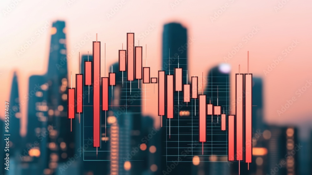 Poster futuristic augmented reality trading platform in modern cityscape with copy space and quality