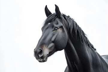 Obraz premium Beautiful black horse portrait isolated on white background