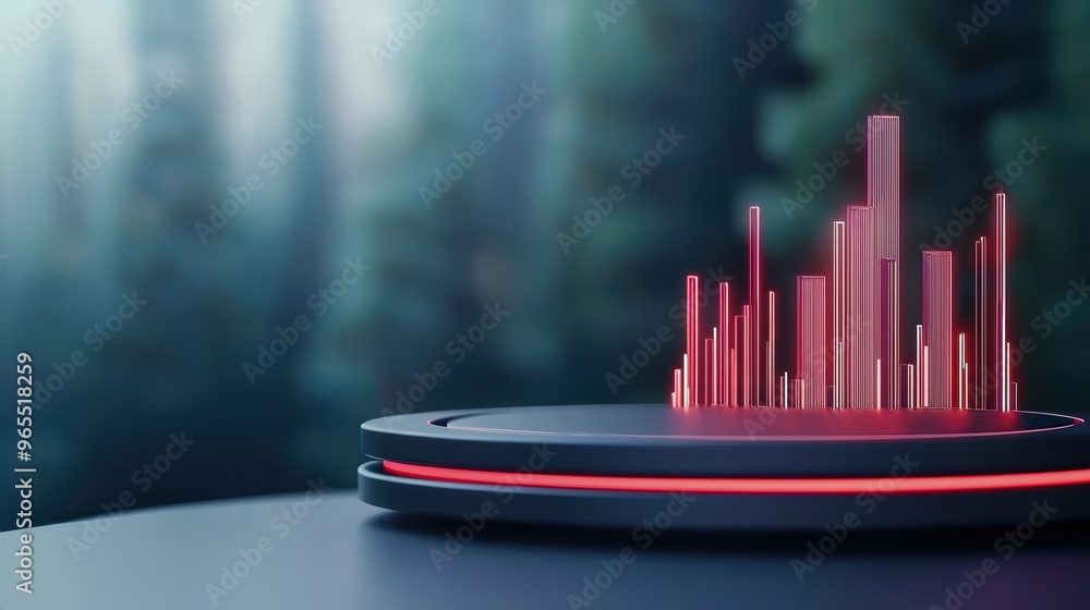 Poster futuristic digital savings visualization with holographic design and copy space for finance technolo