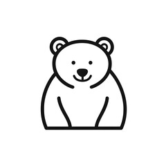 Fototapeta premium Polar bear silhouette black line icon