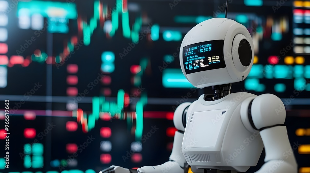 Poster robot ai analyzing stock market data