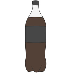 black soda bottle mockup cartoon illustration