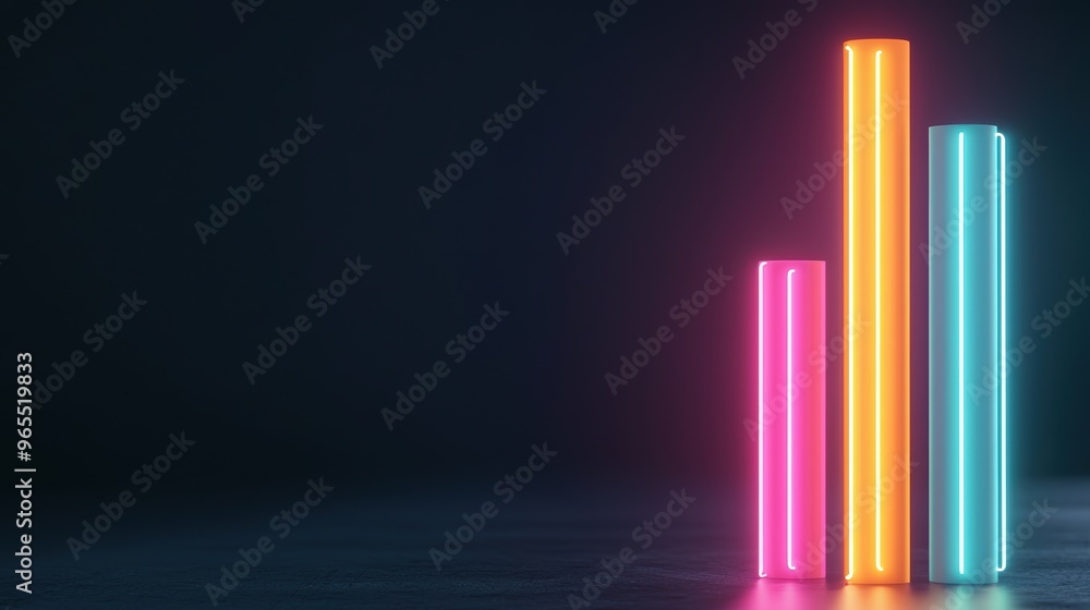 Poster futuristic holographic wealth forecast visualization with neon lines on dark background in