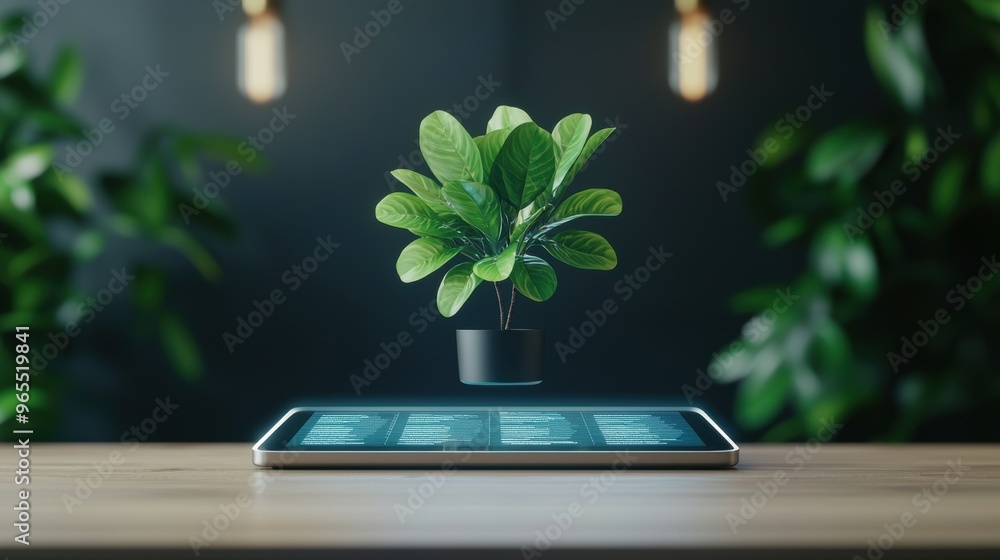 Aufkleber futuristic ai-driven financial planning in ultramodern office setting - holographic data visualizati