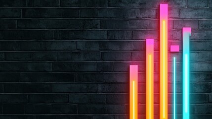 Futuristic Wealth Forecast Concept with Holographic Neon Lines on Dark Background -