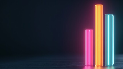 Fototapeta premium Futuristic Holographic Wealth Forecast Visualization with Neon Lines on Dark Background in