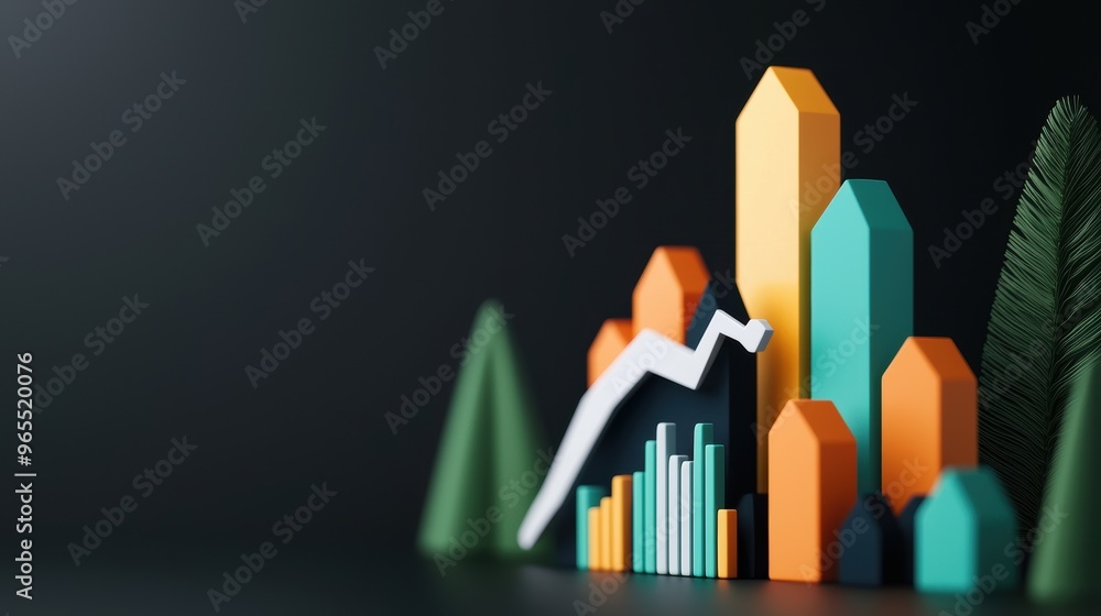 Poster futuristic holographic income distribution data screens in dark ambient setting - with copy space an